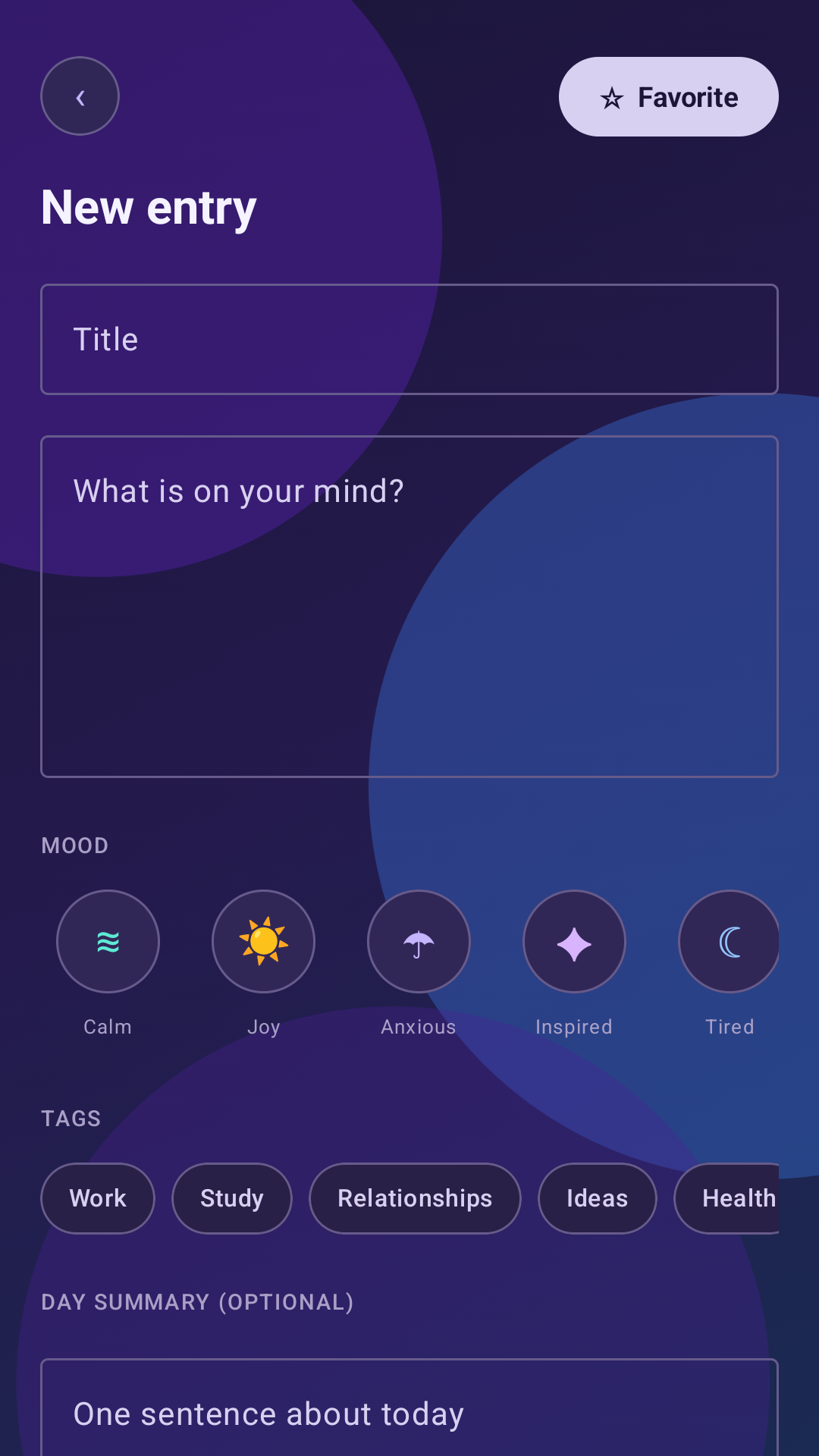 Note Aura new entry screen